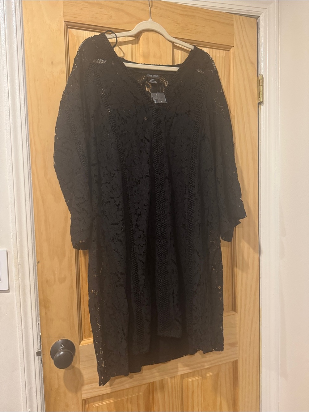 City Chic Black Lace Dress with Sheer Insets
